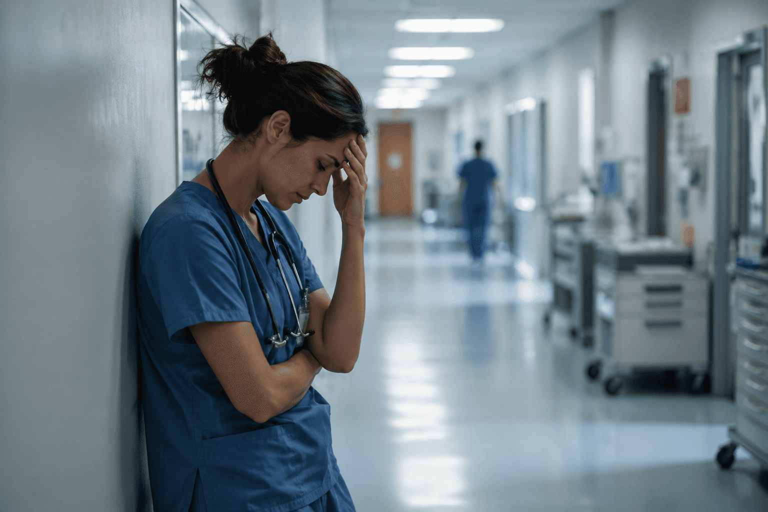Mental health professionals working in a clinical setting under pressure
